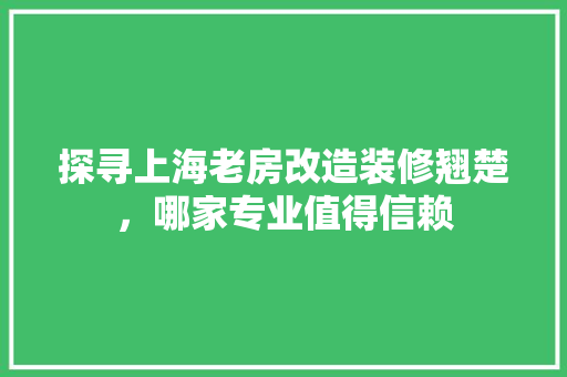 探寻上海老房改造装修翘楚，哪家专业值得信赖 生态建筑设计