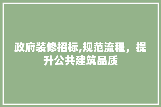 政府装修招标,规范流程，提升公共建筑品质 施工工艺