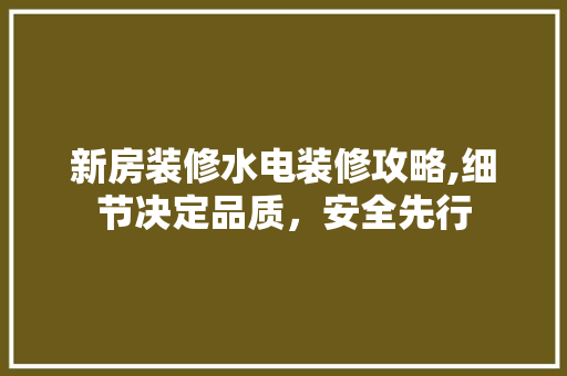 新房装修水电装修攻略,细节决定品质，安全先行 施工管理