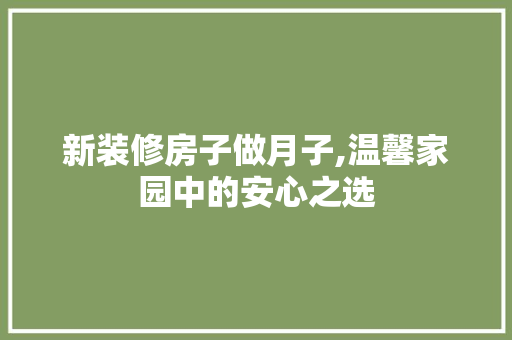 新装修房子做月子,温馨家园中的安心之选 工艺流程