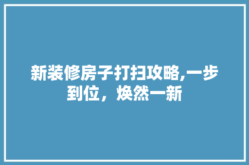新装修房子打扫攻略,一步到位，焕然一新 设计原则