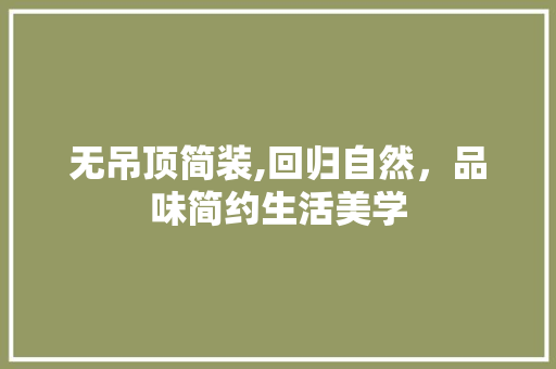 无吊顶简装,回归自然，品味简约生活美学 建筑法规