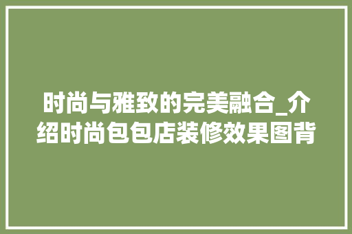 时尚与雅致的完美融合_介绍时尚包包店装修效果图背后的秘密 住宅建筑设计
