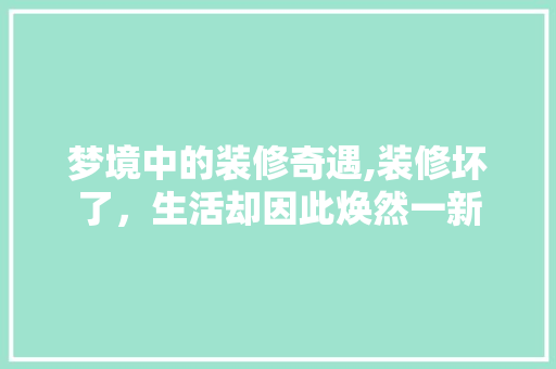 梦境中的装修奇遇,装修坏了，生活却因此焕然一新 公共建筑设计