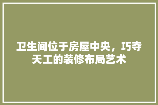 卫生间位于房屋中央，巧夺天工的装修布局艺术 施工管理