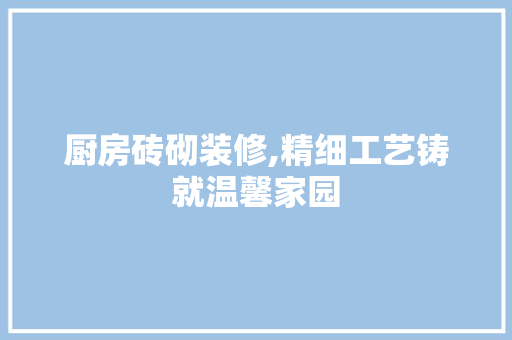 厨房砖砌装修,精细工艺铸就温馨家园 常用设备