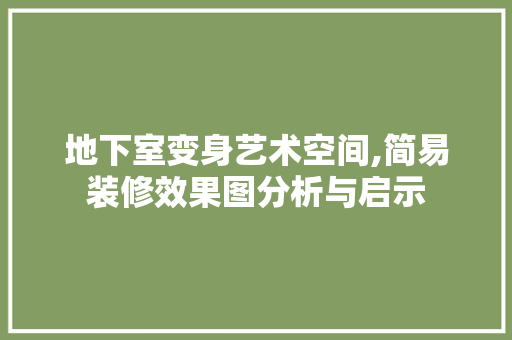 地下室变身艺术空间,简易装修效果图分析与启示 常用设备