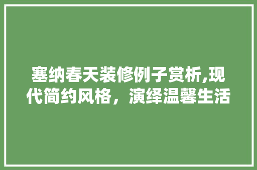 塞纳春天装修例子赏析,现代简约风格，演绎温馨生活美学 施工工艺