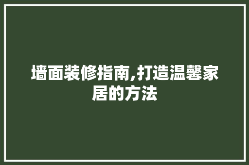 墙面装修指南,打造温馨家居的方法 常用建材