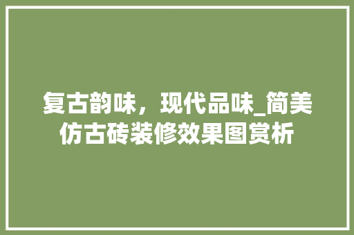 复古韵味，现代品味_简美仿古砖装修效果图赏析 工艺流程