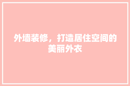 外墙装修，打造居住空间的美丽外衣 常用设备
