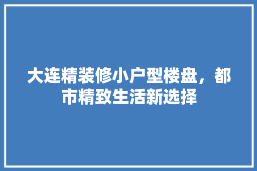 大连精装修小户型楼盘，都市精致生活新选择 设计原则
