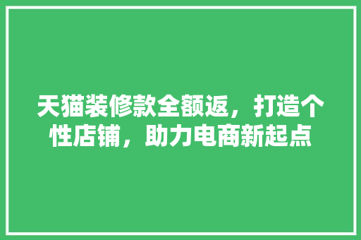天猫装修款全额返，打造个性店铺，助力电商新起点 材料设备