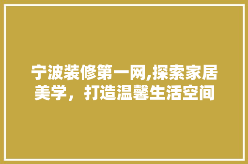 宁波装修第一网,探索家居美学，打造温馨生活空间 施工工艺