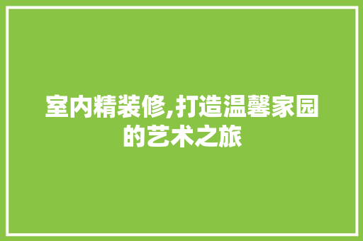 室内精装修,打造温馨家园的艺术之旅 材料设备