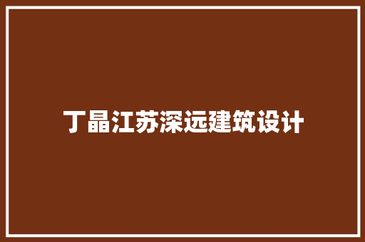 丁晶江苏深远建筑设计 施工管理