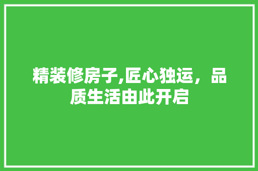 精装修房子,匠心独运，品质生活由此开启 知识问答