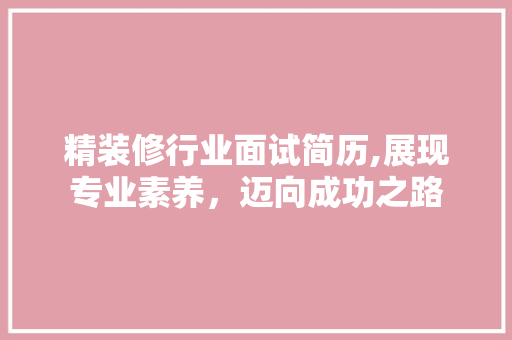 精装修行业面试简历,展现专业素养，迈向成功之路 常用设备