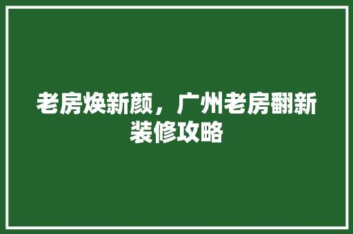 老房焕新颜，广州老房翻新装修攻略 设计原则