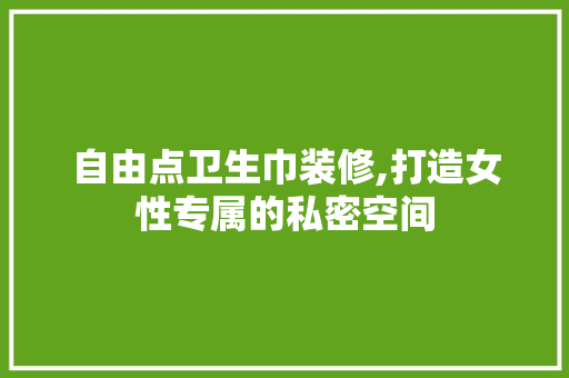 自由点卫生巾装修,打造女性专属的私密空间 施工技术