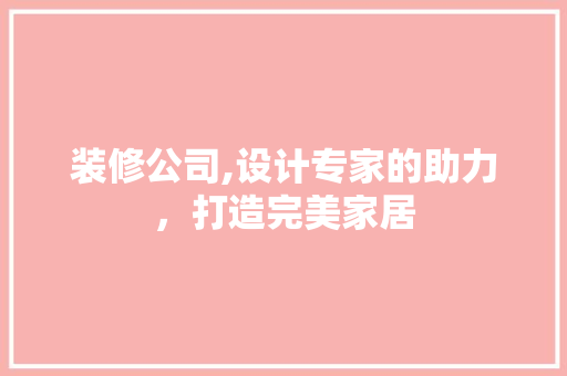 装修公司,设计专家的助力，打造完美家居 工艺流程