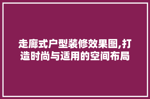 走廊式户型装修效果图,打造时尚与适用的空间布局 材料设备