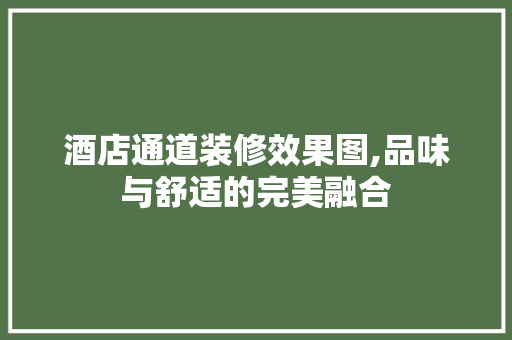 酒店通道装修效果图,品味与舒适的完美融合 常用建材