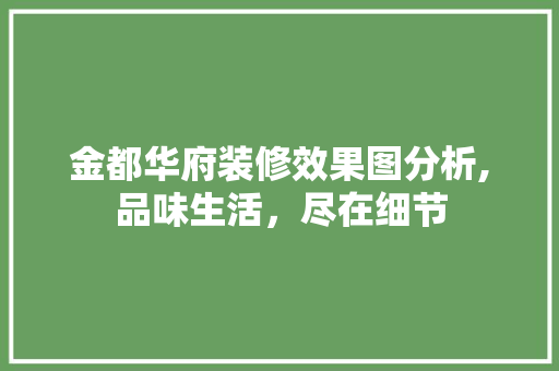 金都华府装修效果图分析,品味生活，尽在细节 施工工艺
