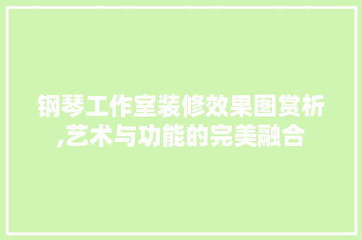 钢琴工作室装修效果图赏析,艺术与功能的完美融合 工艺流程