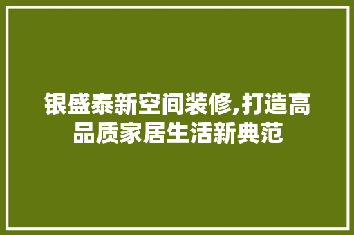 银盛泰新空间装修,打造高品质家居生活新典范 施工技术