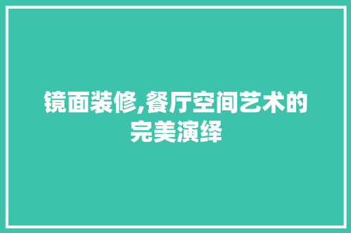 镜面装修,餐厅空间艺术的完美演绎 施工管理
