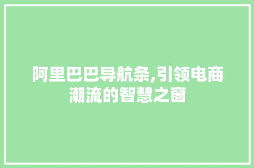阿里巴巴导航条,引领电商潮流的智慧之窗 公共建筑设计