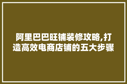 阿里巴巴旺铺装修攻略,打造高效电商店铺的五大步骤 工艺流程