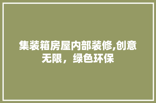 集装箱房屋内部装修,创意无限，绿色环保 设计原则