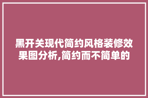 黑开关现代简约风格装修效果图分析,简约而不简单的生活美学 施工工艺