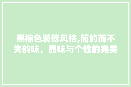 黑棕色装修风格,简约而不失韵味，品味与个性的完美融合 施工管理
