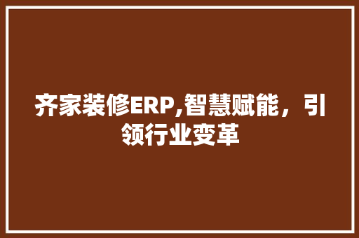 齐家装修ERP,智慧赋能，引领行业变革 工艺流程