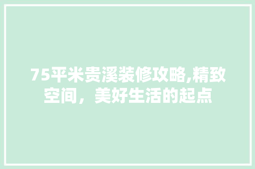 75平米贵溪装修攻略,精致空间，美好生活的起点 建筑法规