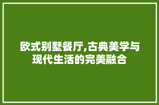 欧式别墅餐厅,古典美学与现代生活的完美融合 常用设备