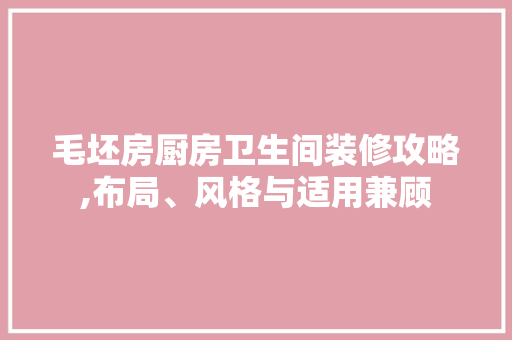 毛坯房厨房卫生间装修攻略,布局、风格与适用兼顾 施工管理