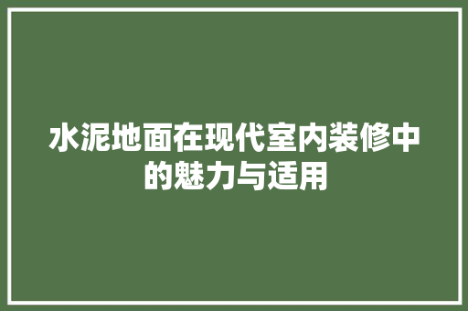 水泥地面在现代室内装修中的魅力与适用 设计原则