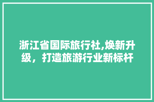 浙江省国际旅行社,焕新升级，打造旅游行业新标杆 施工管理