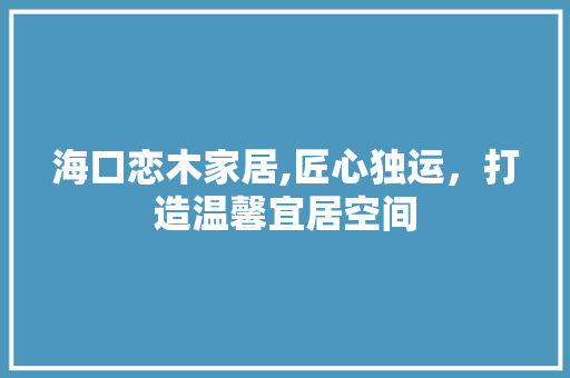海口恋木家居,匠心独运，打造温馨宜居空间 住宅建筑设计