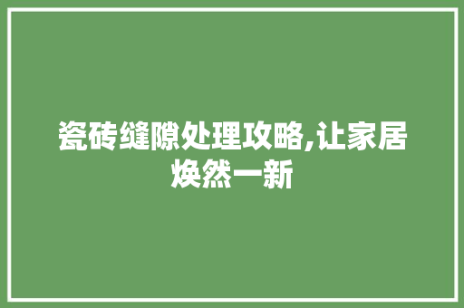 瓷砖缝隙处理攻略,让家居焕然一新 施工工艺