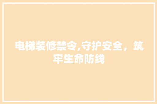 电梯装修禁令,守护安全，筑牢生命防线 施工管理