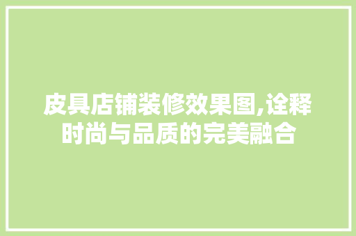 皮具店铺装修效果图,诠释时尚与品质的完美融合 设计原则