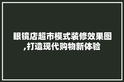 眼镜店超市模式装修效果图,打造现代购物新体验 新型材料