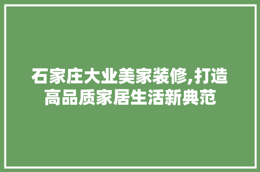 石家庄大业美家装修,打造高品质家居生活新典范 公共建筑设计