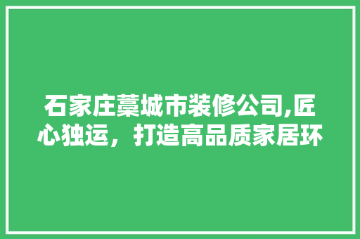 石家庄藁城市装修公司,匠心独运，打造高品质家居环境 生态建筑设计
