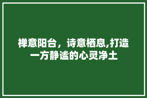 禅意阳台，诗意栖息,打造一方静谧的心灵净土 施工管理